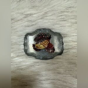 VINTAGE 1970s PHEASANT/QUAIL ARTWORK BELT BUCKLE